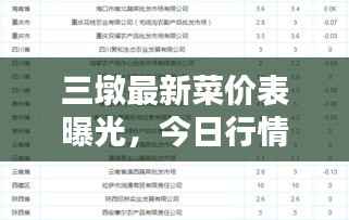 三墩最新菜价表曝光,今日行情,不容错过!