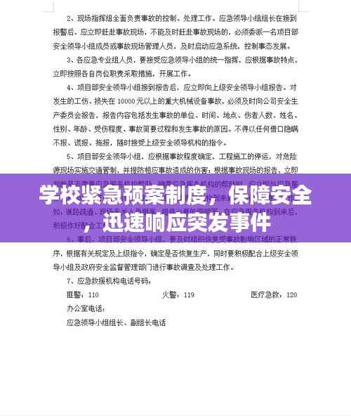 学校紧急预案制度，保障安全，迅速响应突发事件